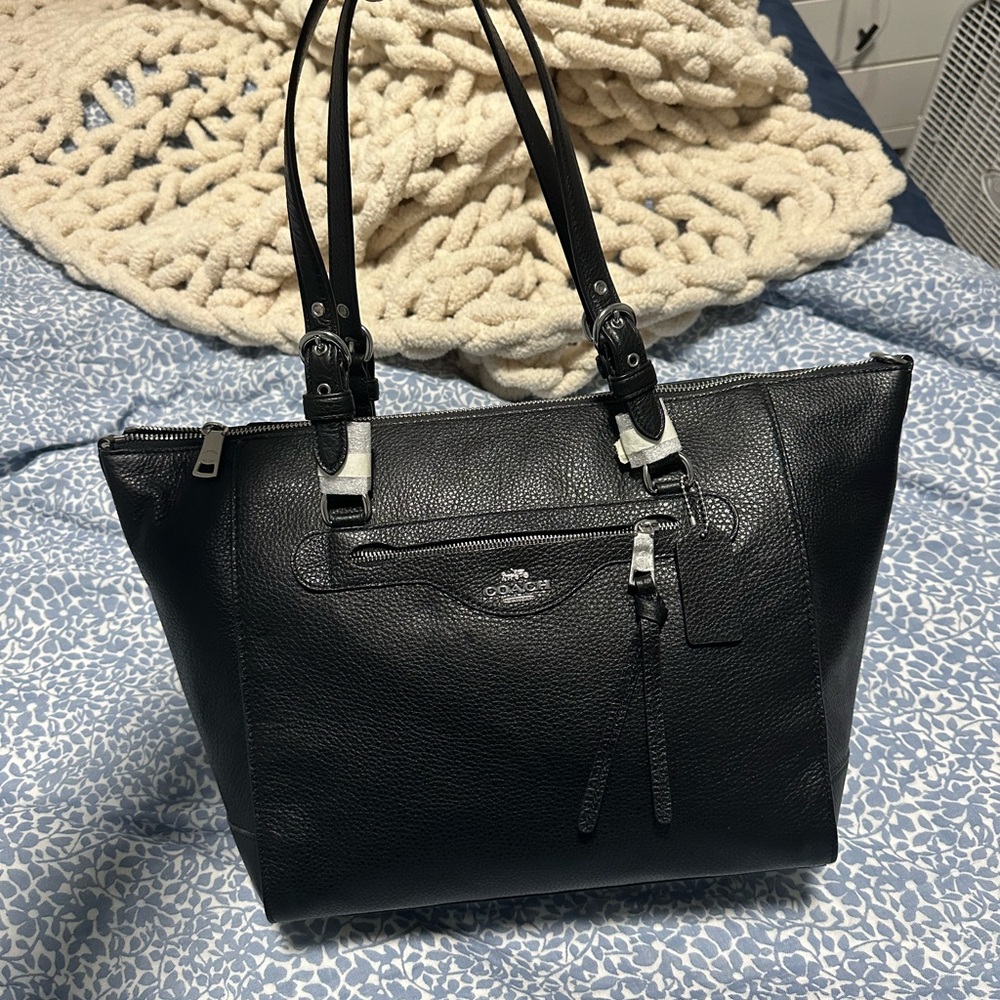 Coach Black Leather Tote Bag